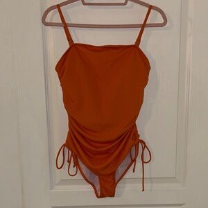 SHEIN Burnt Orange Gathered Swimsuit
